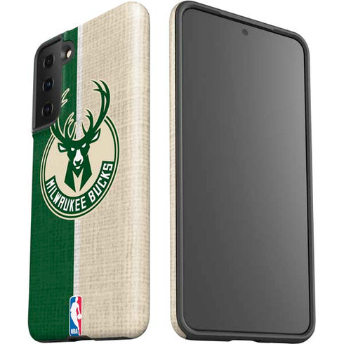 NBA Milwaukee Bucks Split Canvas Galaxy S21 FE Pro Case