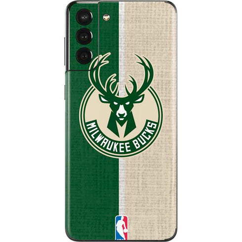 NBA Milwaukee Bucks Split Canvas Galaxy S21 Plus 5G Skin