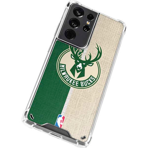 NBA Milwaukee Bucks Split Canvas Galaxy S21 Ultra 5G Clear Case