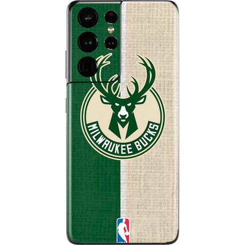 NBA Milwaukee Bucks Split Canvas Galaxy S21 Ultra 5G Skin
