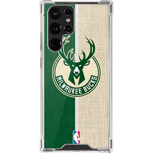 NBA Milwaukee Bucks Split Canvas Galaxy S22 Ultra Clear Case