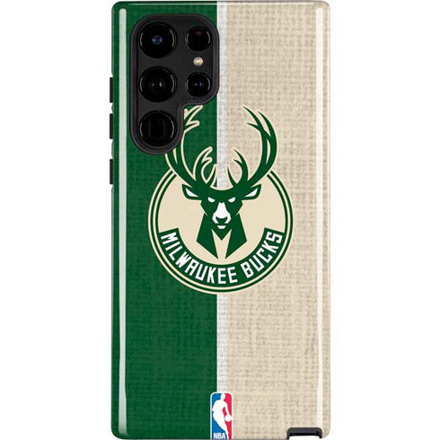 NBA Milwaukee Bucks Split Canvas Galaxy S22 Ultra Pro Case
