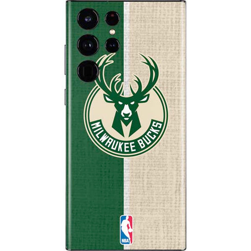 NBA Milwaukee Bucks Split Canvas Galaxy S22 Ultra Skin