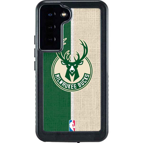 NBA Milwaukee Bucks Split Canvas Galaxy S23 Plus Waterproof Case