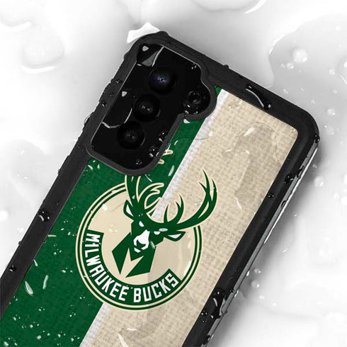 NBA Milwaukee Bucks Split Canvas Galaxy S23 Plus Waterproof Case