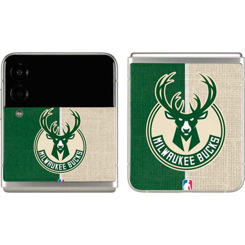 NBA Milwaukee Bucks Split Canvas Galaxy Z Flip3 5G Skin