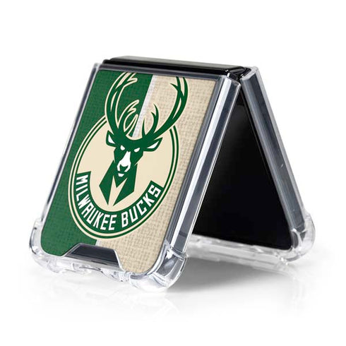 NBA Milwaukee Bucks Split Canvas Galaxy Z Flip5 5G Clear Case