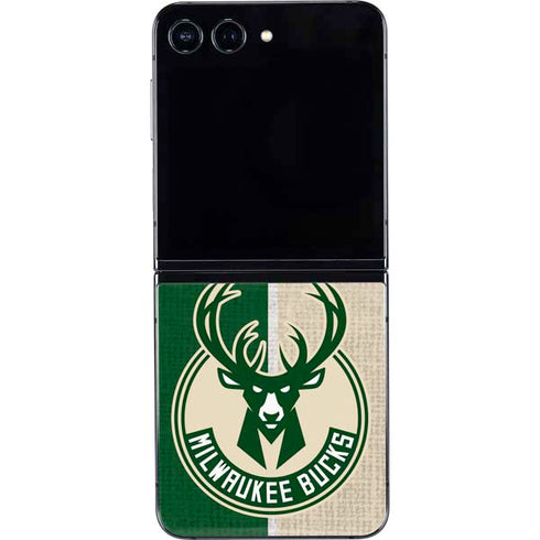 NBA Milwaukee Bucks Split Canvas Galaxy Z Flip5 5G Skin