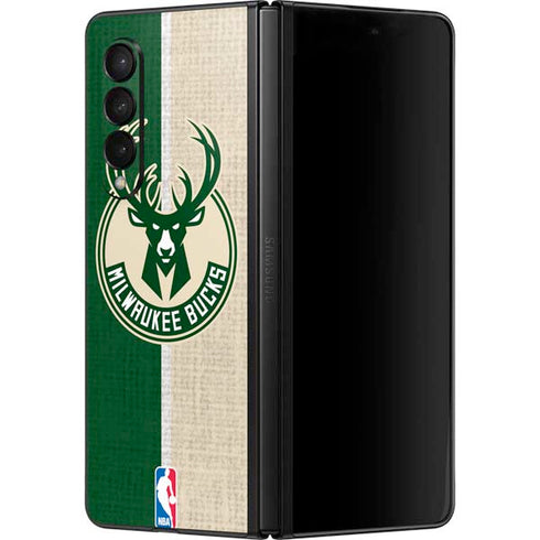 NBA Milwaukee Bucks Split Canvas Galaxy Z Fold3 5G Skin