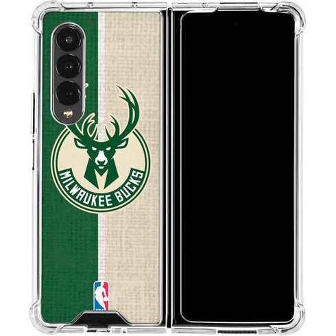 NBA Milwaukee Bucks Split Canvas Galaxy Z Fold4 5G Clear Case