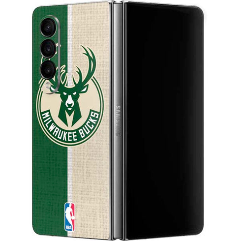 NBA Milwaukee Bucks Split Canvas Galaxy Z Fold4 5G Skin
