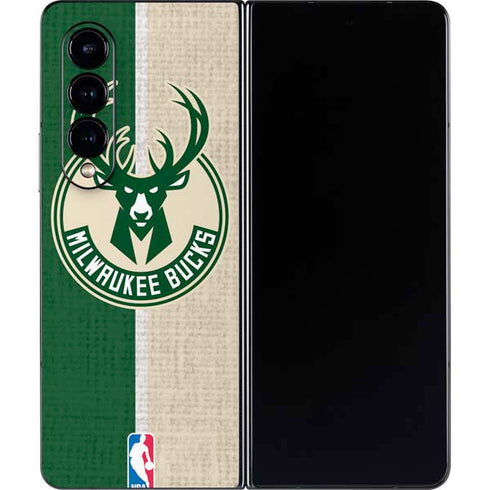 NBA Milwaukee Bucks Split Canvas Galaxy Z Fold4 5G Skin