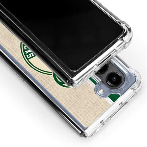 NBA Milwaukee Bucks Split Canvas Galaxy Z Fold5 5G Clear Case