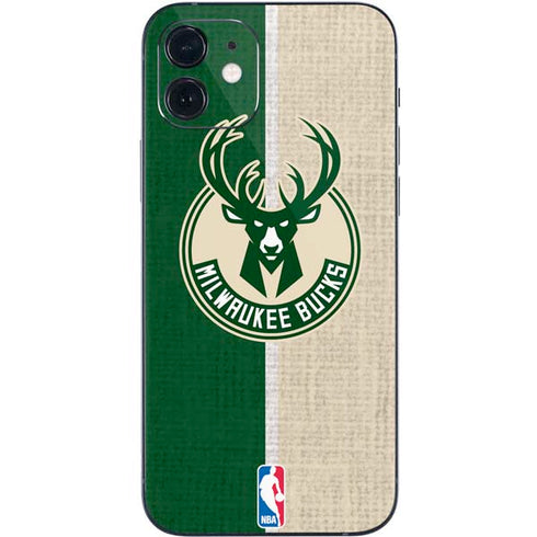 NBA Milwaukee Bucks Split Canvas iPhone 12 Mini Skin