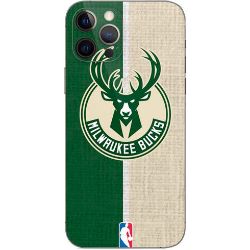 NBA Milwaukee Bucks Split Canvas iPhone 12 Pro Skin