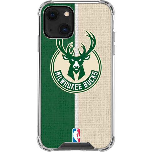 NBA Milwaukee Bucks Split Canvas iPhone 13 Clear Case