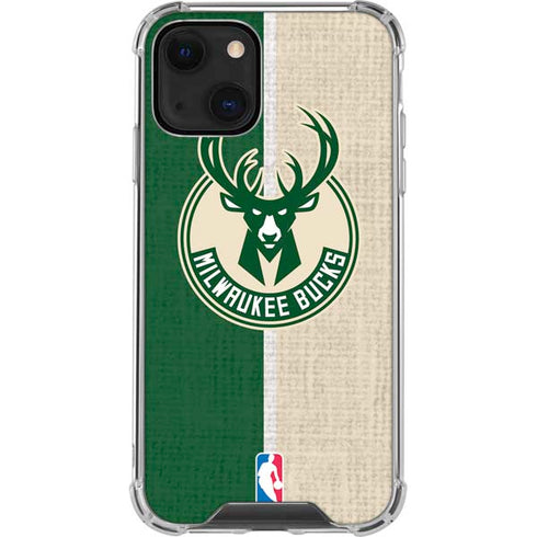 NBA Milwaukee Bucks Split Canvas iPhone 14 Clear Case