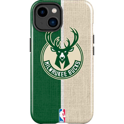 NBA Milwaukee Bucks Split Canvas iPhone 15 Plus Impact Case