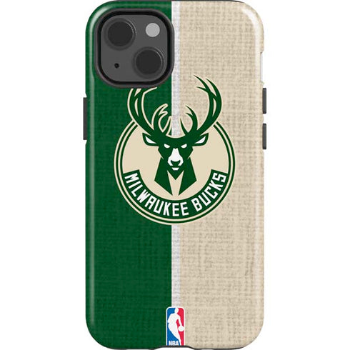 NBA Milwaukee Bucks Split Canvas iPhone 15 Impact Case