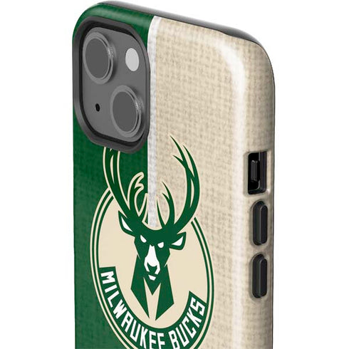 NBA Milwaukee Bucks Split Canvas iPhone 15 Impact Case