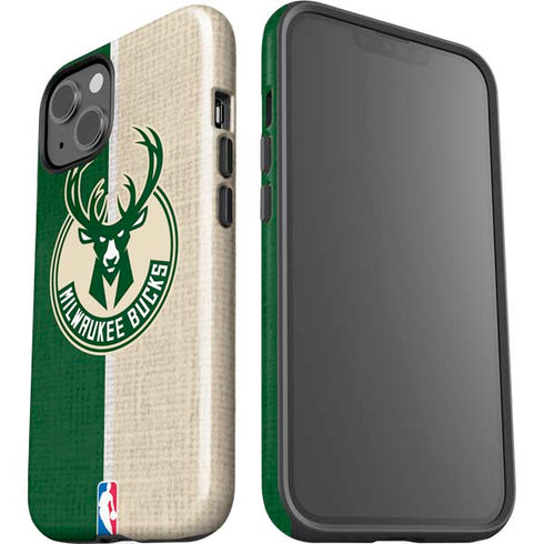 NBA Milwaukee Bucks Split Canvas iPhone 15 Impact Case