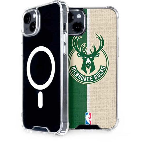 NBA Milwaukee Bucks Split Canvas iPhone 15 Plus MagSafe Case