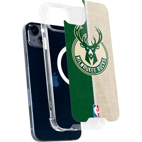 NBA Milwaukee Bucks Split Canvas iPhone 15 Plus MagSafe Case