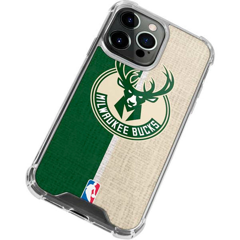 NBA Milwaukee Bucks Split Canvas iPhone 15 Pro Clear Case