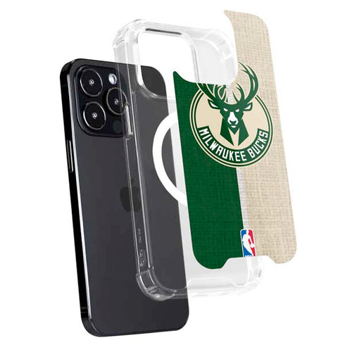NBA Milwaukee Bucks Split Canvas iPhone 14 Pro MagSafe Case