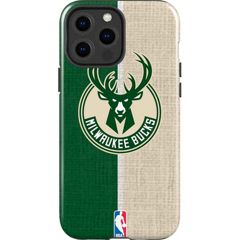 NBA Milwaukee Bucks Split Canvas iPhone 15 Pro Max Impact Case