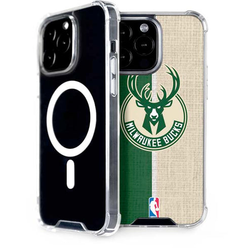 NBA Milwaukee Bucks Split Canvas iPhone 15 Pro Max MagSafe Case