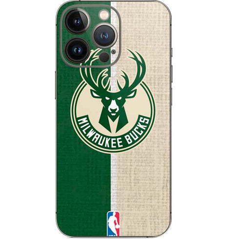 NBA Milwaukee Bucks Split Canvas iPhone 14 Pro Skin
