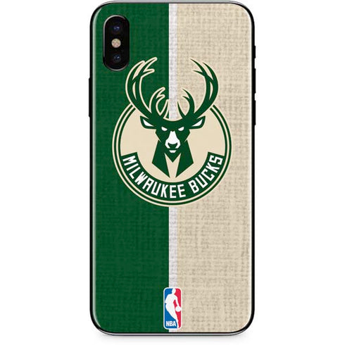 NBA Milwaukee Bucks Split Canvas iPhone XS Skin