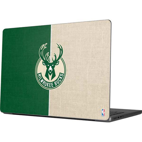 NBA Milwaukee Bucks Split Canvas MacBook Pro 14in (2021-24) Skin
