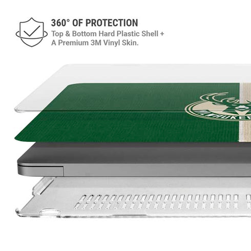 NBA Milwaukee Bucks Split Canvas MacBook Pro 16in (2021-25) Case plus Skin