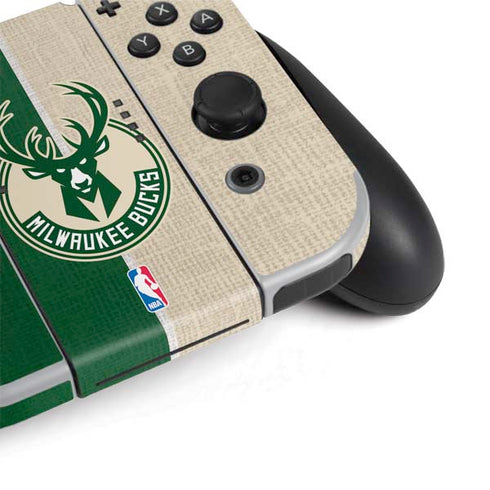 NBA Milwaukee Bucks Split Canvas Nintendo Switch OLED (2021) Skin