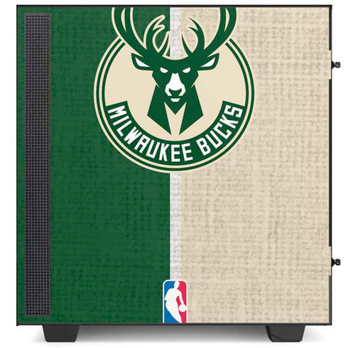 NBA Milwaukee Bucks Split Canvas NZXT H510 Compact ATX Mid-Tower Case Skin