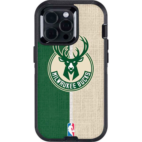 NBA Milwaukee Bucks Split Canvas Otterbox Defender iPhone Skin
