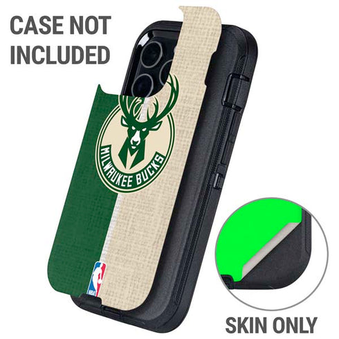 NBA Milwaukee Bucks Split Canvas Otterbox Defender iPhone Skin