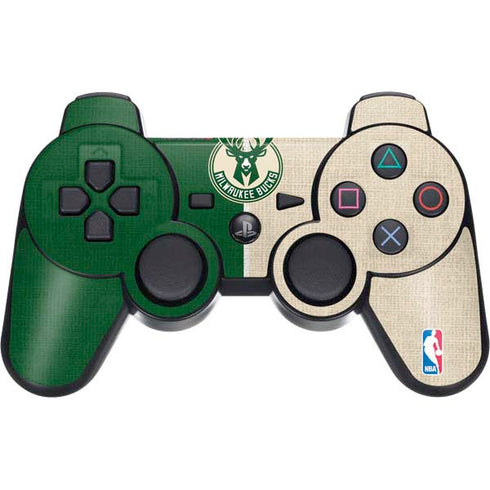 NBA Milwaukee Bucks Split Canvas PS3 Dual Shock wireless controller Skin