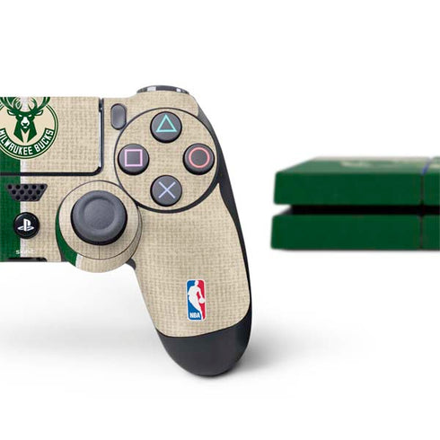 NBA Milwaukee Bucks Split Canvas PS4 Console and Controller Bundle Skin