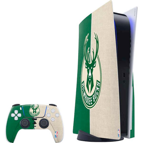 NBA Milwaukee Bucks Split Canvas PS5 Bundle Skin