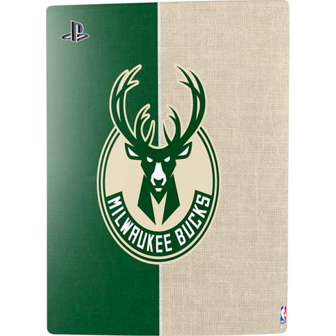 NBA Milwaukee Bucks Split Canvas PS5 Console Skin