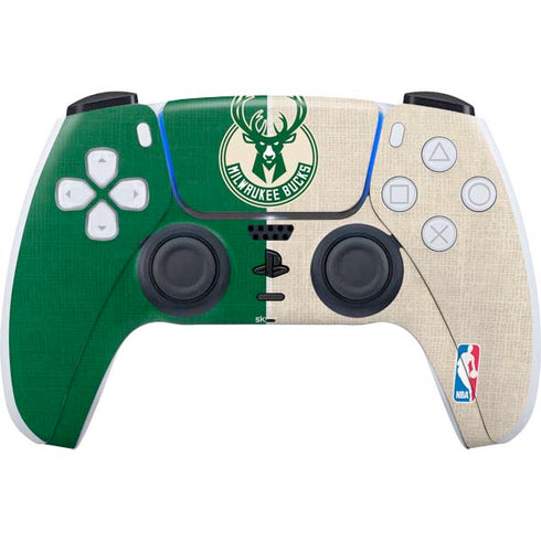 NBA Milwaukee Bucks Split Canvas PS5 Controller Skin
