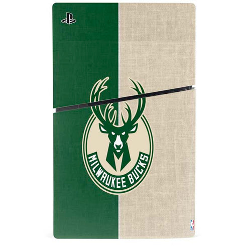 NBA Milwaukee Bucks Split Canvas PS5 Slim Digital Edition Bundle Skin