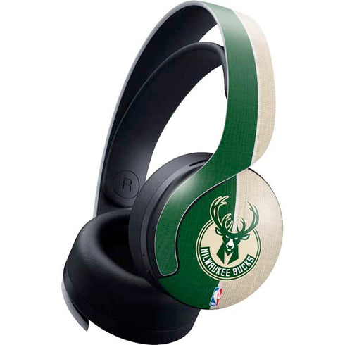 NBA Milwaukee Bucks Split Canvas PULSE 3D Wireless Headset for PS5 Skin