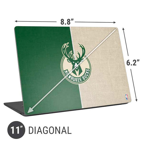 NBA Milwaukee Bucks Split Canvas Universal Laptop 11in (8.8 x 6.2in) Skin