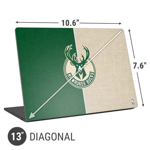 NBA Milwaukee Bucks Split Canvas Universal Laptop 13in (10.6 x 7.6in) Skin