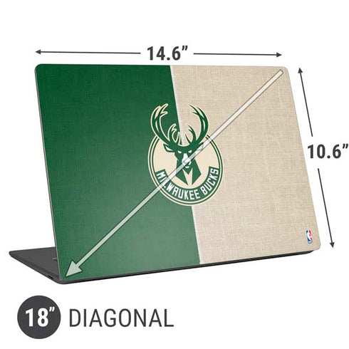 NBA Milwaukee Bucks Split Canvas Universal Laptop 18in (14.6 x 10.6in) Skin