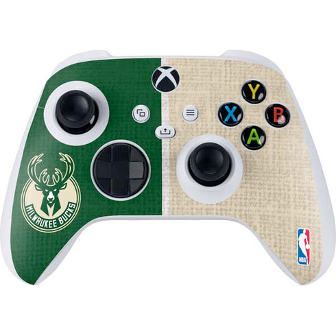 NBA Milwaukee Bucks Split Canvas Xbox Series S Controller Skin